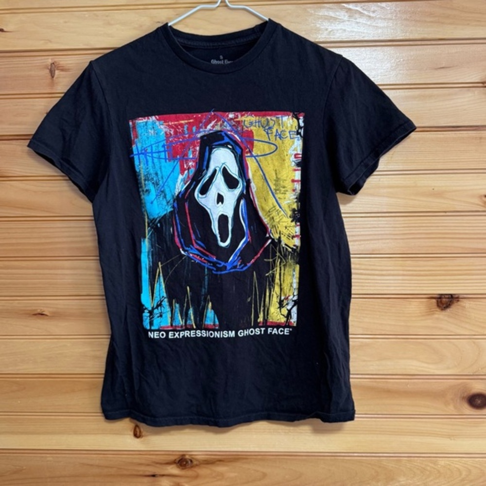 Ghost Face Neo Expressionism Black Graphic T-Shirt Small